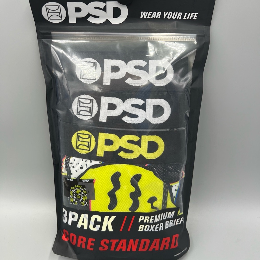 PSD 7" Inseam Smiley Face Checkered Standard Premium Boxer Briefs, Sz L, 36-38"